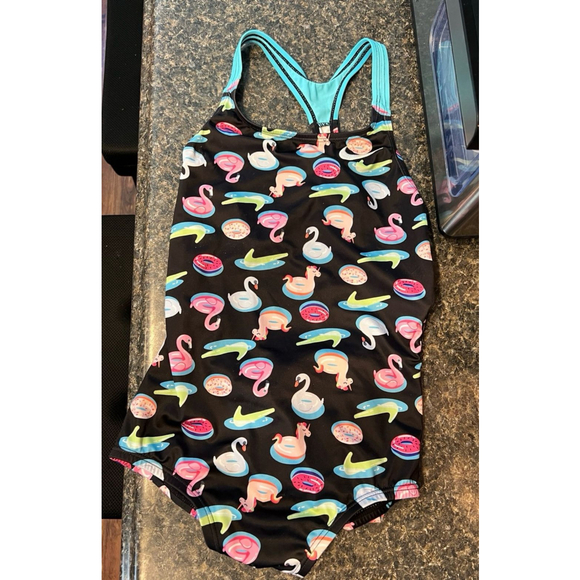 Nike Kids Pool Party Racerback One-Piece Swimsuit L10701 Size Large (12-13 YRS) - Picture 2 of 6